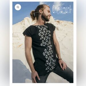 Chintamani Alchemistry Men’s Atua Shirt - Black Festival Boho Wook Top